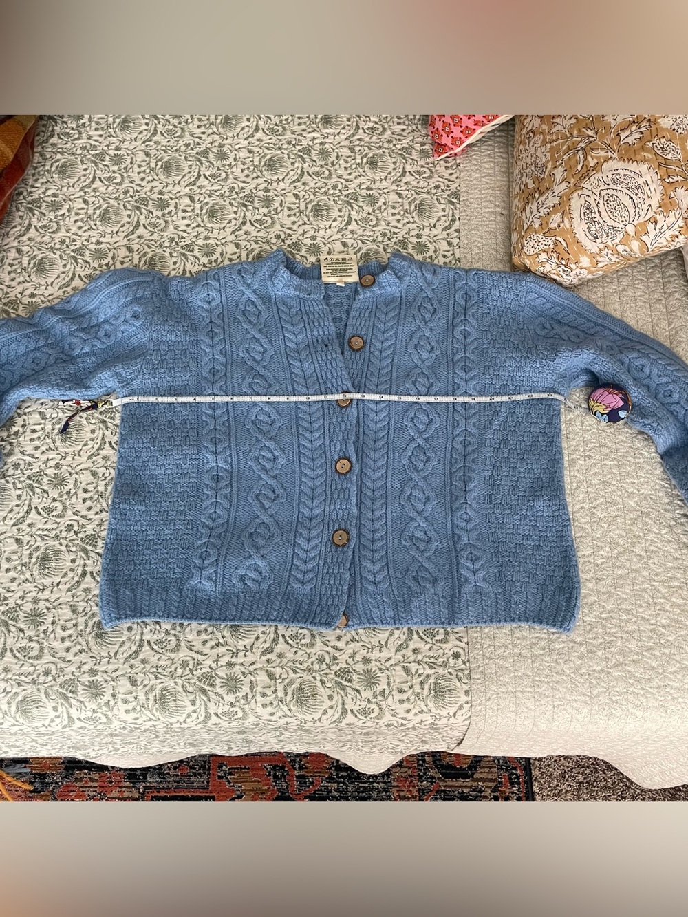 Aran Woolen Mills Blue Wool Cardigan - Picture 6 of 8